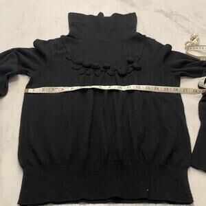 Anthropologie Leifsdottir black cashmere turtleneck 3D floral bib detail size M
